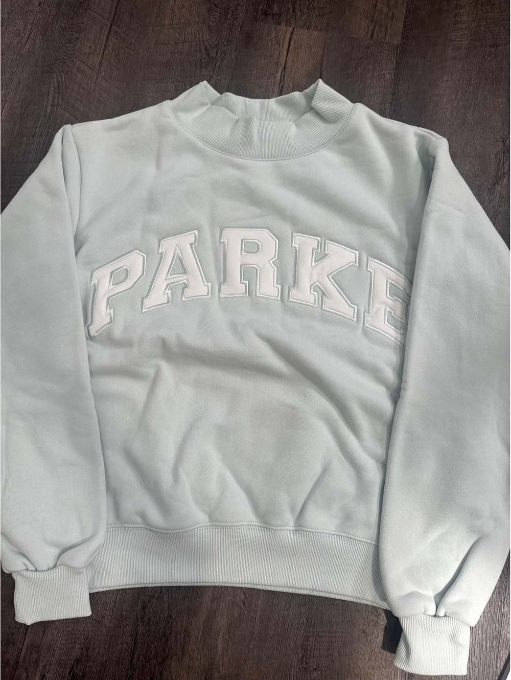 PARKE Monochrome Varsity Mockneck – Ice Blue – S/M – Sold Out Tonal Drop